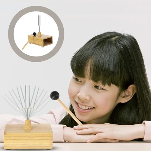 ibasenice Tuning Fork Mounted on Base with Mallet Resonance Box for Tuning Forks Teaching Prop for Sound Wave Physics Experiments Classroom Acoustic Demonstrations 7.87 X 5.90 X 3.54 in — view 2