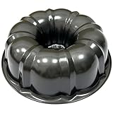 Kundalini Classic Bakeware 9.5 Inch Non-stick Fluted Cake Pan,Heavy Duty Carbon Steel Tube Baking Mold Gray