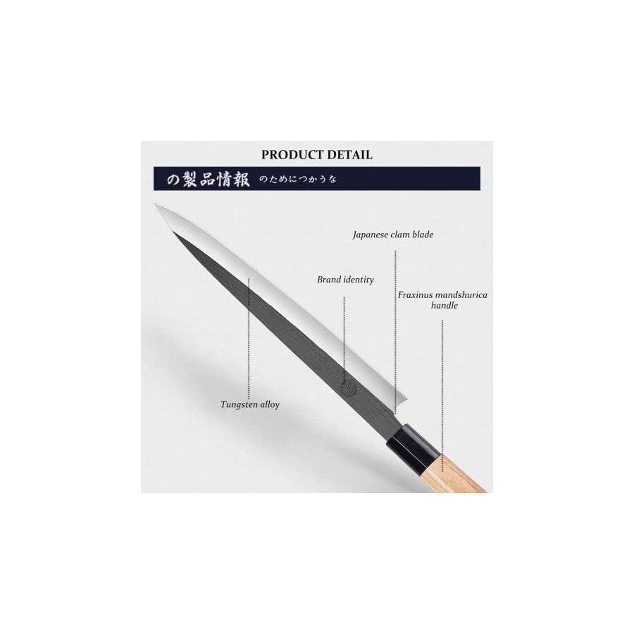 MITSUMOTO-SAKARI-10-inch-Japanese-Sashimi-Knife-Tungsten-Alloy-Kitchen-Chef-Knife-Professional-Hand-Forged-Japanese-Sushi-Knife-Fraxinus-Mandshurica-Handle-Gift-Box MITSUMOTO SAKARI 10-inch Japanese Sashimi Knife, Professional Hand Forged Japanese Sushi Knife, Tungsten Alloy Kitchen Chef Knife (Fraxinus Mandshurica Handle)