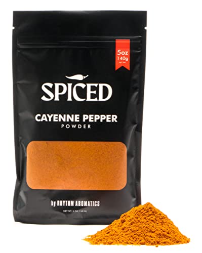 SPICED Cayenne Pepper Powder Spicy Flavor Enhancing Ingredient for Grown Ups 40k SHU for Sauce, Dry Rubs, 5 Oz.