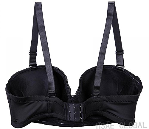 Olivachel Women's Strapless Bra 34-46 C/D/Dd/E 1/2 Cup Seamless Plus Size Balconette Bra H059 (Black, 42Ddd) #TOP3