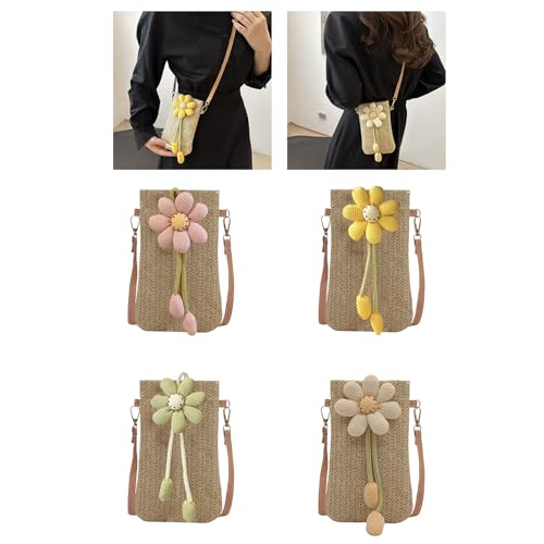Women Straw Bag Handwoven Shoulder Bag Female Casual Crossbody Bag Beach Bag Small Straw Phone Case Shopping Dating Bag2