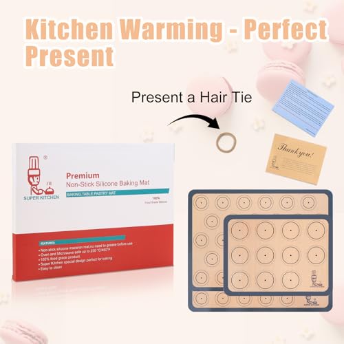 Folksy Super Kitchen Silicone Baking Mat Macaron - Set Of 3 (2 Half Sheet Liners And 1 Quarter Sheet), Non Stick Silicon Cookie Oven Liner For Macaroons, Bake Pans thumb #8