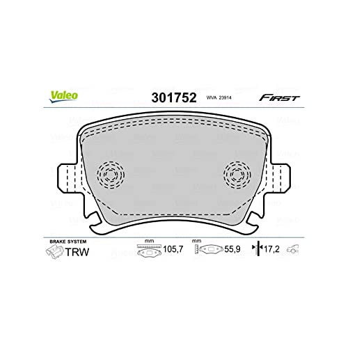Pastillas de freno Valeo 301752 traseras para coche juego de 4 unidades