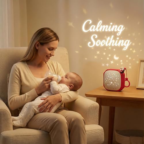 Image of Portable Sound Machine for Baby Sleep Aid Relaxation | White Noise Machine with Star Projector | Calm Soother Music Sound with Hook for Nursery, Travel, Bedroom,Christmas Holidays Gifts (Penguin)