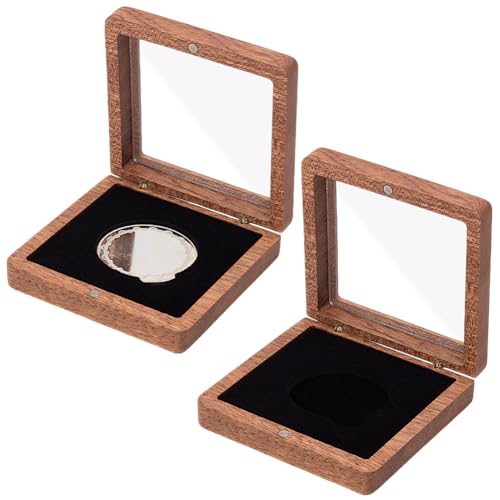 Caja de Madera para Monedas 2 Unidades 3.15 Pulg Cuadrada miniatura 1