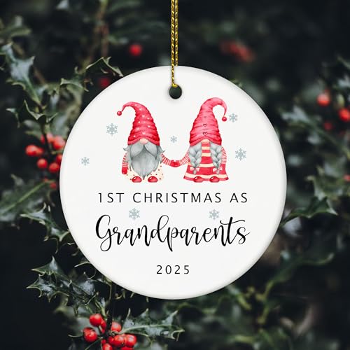 Image of First Christmas as Grandparents 2025, New Grandparents Ornament 2025, First Time Grandma Grandpa Gifts, Ceramic New Christmas Ornament 2025