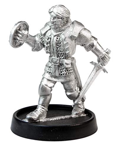 Stonehaven Miniatures Male Half-Elf Fighter Miniature Figure, 35mm - 100% Pewter Metal - Includes Slotted Creator Base - for 28mm Scale Table Top War Games - Designed & Made in USA
