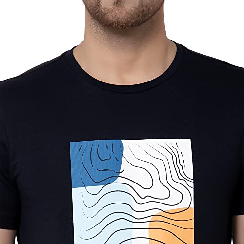 Image of Red Tape Men Navy Printed T-Shirt