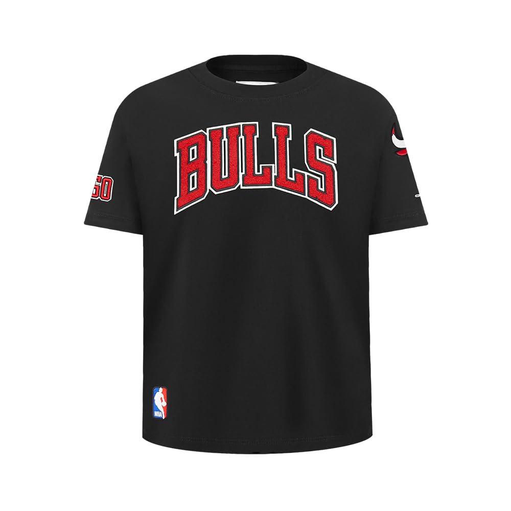 Pro Standard Big Boys NBA Chicago Bulls Classic Chenille Short Sleeve Tee Black S