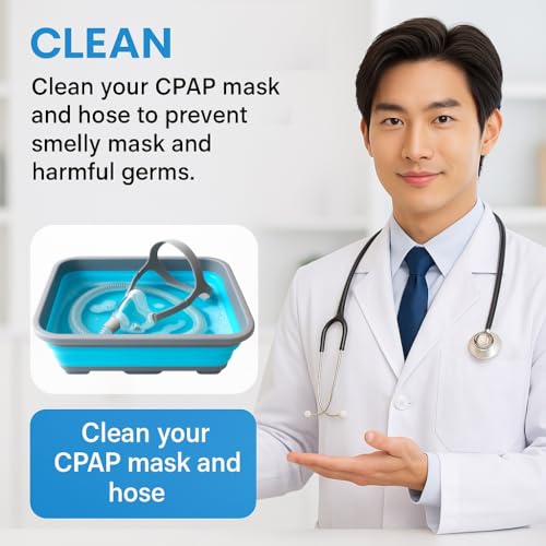 image for RawRock Hose and Mask for CPAP Cleaning Brush with Collapsible Wash Ba