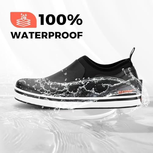 Showave Deck Shoes for Women Waterproof Garden Shoes Slip-on Rain Shoes Breathable Ruber Mud Shoes for Outdoor Fishing Walking Gardening Walking4