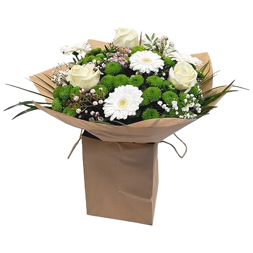 Cute Bouquet Fresh Flower White, Seasonal floral Delivery Celebration Gift for Birthday, Women, Thank You, Get Well Soon, Summer Gestures, Sympathy