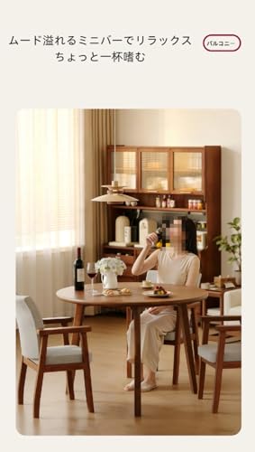 丸いダイニングテーブル 食卓 交渉 コーヒー木製キッチン 無垢材 無臭 静音滑り止めマット 耐荷重100kg リビングルーム レストラン 家庭用モダンセ (木調色,60x60x75cm) [並行輸入品] [3]