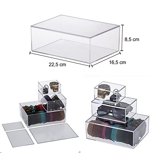 Caixa Organizadora com Tampa 22,5x16,5x8,5cm - Paramount - Cristal