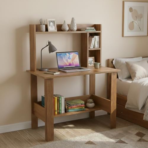 Image of Wudyhub Computer Home /Office Desk | Writing Study | Laptop Table | Modern Simple Desk | Small Desks for Small Spaces | Sturdy Desk for Home, Office, Bedroom, Living Room (ST-11-Brown)