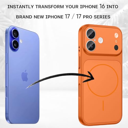 Image of SHINESTAR Converter Case for iPhone 16 | Premium Protective Mag-Safe Cover | iPhone 17 Pro / 17 Pro Max Series Style Design | in-Built Camera Guard | Wireless Charging Compatible - Orange