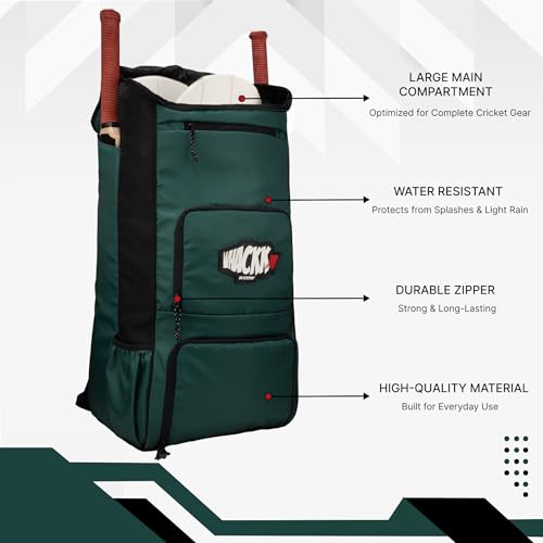 Image of WHACKK Pollock 90L Cricket Bag Green|Large Kit Bag with Dual Bat Pockets, Shoe Pocket, Helmet & Gloves Section, Multiple Storage Compartments