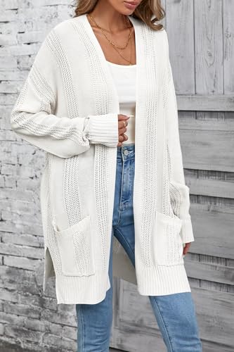 Womens Lightweight Hollow Out Crochet Knit Cardigan Drop Shoulder Loose Cardigan Sweaters3