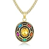 HELORET Infinity Gauntlet Necklace Thanos Infinity Stone Pendant Jewelry Gifts for Teen Son Daughter Men Women