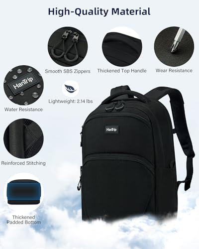 Image of HanTrip Carry On Travel Backpack for Women Men, 30L Medium Work Backpack for Commuter College Water Resistant Bookbags, Black