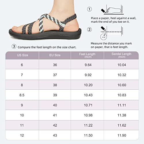 Megnya Comfortable Outdoor Sandals For Women, Arch Support Slide Sandals With Adjustable Straps, Soft Walking Sandals For Hiking/Travel/Beach Grey Size 9 #TOP5