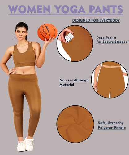 Image of NEVER LOSE Thick High Waist Yoga Pants with Pockets, Tummy Control Workout Running Yoga Leggings for Women