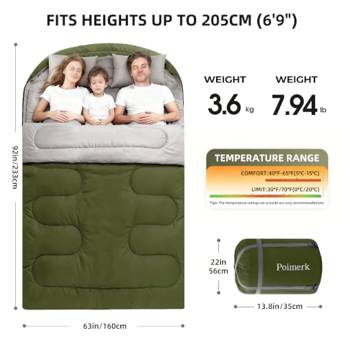 Bolsas de dormir dobles para adultos para camping con 2 almohadas tamaño queen miniatura 2