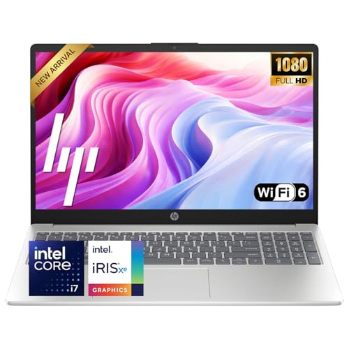 Image of HP Intel Core i7 15.6 inch Laptop | 2026 Edition | Intel High-Performance Core i7-1255U up to 4.7GHz | 8GB RAM - 256GB PCIe SSD | Webcam | Windows 11 with Office 365 for The Web | Business & Academic