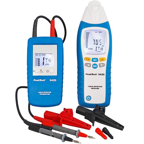 PeakTech 3435 - Détecteur de Câbles avec Émetteur et Récepteur, Voltmètre, Détecte les...