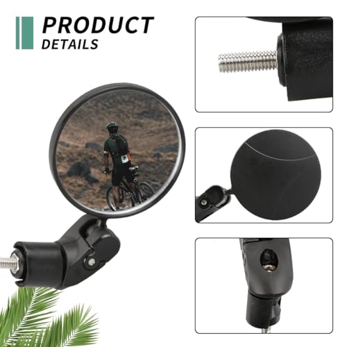 Tabanzhe 2 PCS Bike Mirrors,HD Bicycle Mirror Rear View Handlebar,360° Rotating Cycling Mirror for Mountain Road Bike Electric Bike Scooter - Image 3