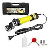 Lumière et portable: Ce kit de cisailles de mouton haut de gamme comprend nos tondeuses de toilettage électriques à deux lames avec la tête, un tournevis tondeuse, une brosse de nettoyage, un cordon d'alimentation de 5,6 m, une bouteille d'huile, 2 ensembles de brosses de carbone, ainsi qu'un étui de transport pratique