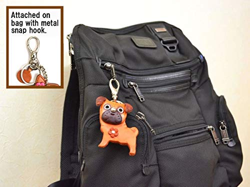 Pug Genuiine Leather Animal/Dog Bag Charm/Keychainvanca Handmade In Japan #TOP5