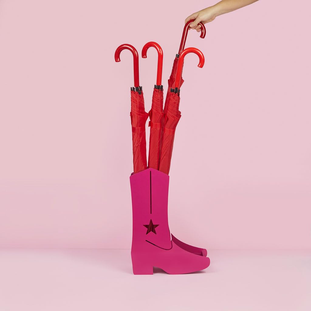 Balvi Porta ombrelli Country Boots Colore Rosa Facile circolazione dell'Aria e con vaschetta per la r