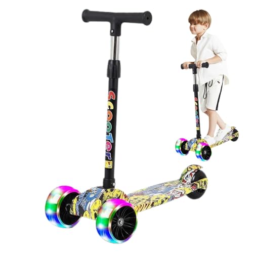 Patinete luminoso plegable para niños, portátil, colorido, cubierta segura, patinete de ruedas de altura ajustable, antideslizante para amigos y familiares