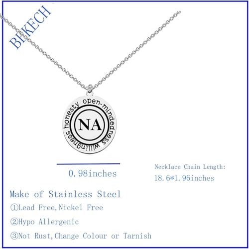 BEKECH Addiction Recovery Gift Symbol Necklace Narcotic Anonymities Addiction Support Necklace Sobriety Gift2