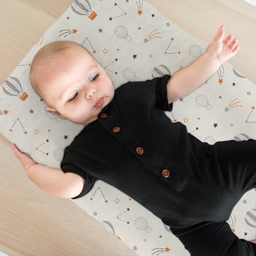 Image of BROLEX Changing Pad Covers for Baby: Boy Girls Ultra Stretchy Soft 2 Pack Starsmoon & Balloon