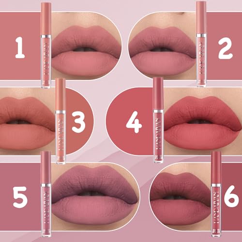Leogony 6PCS Matt Lipsticks Long Lasting Set, Non-Stick Cup Lip Gloss Sets for Women, Matte Liquid Lipsticks Lipgloss Kits for Girls Gift - Image 3