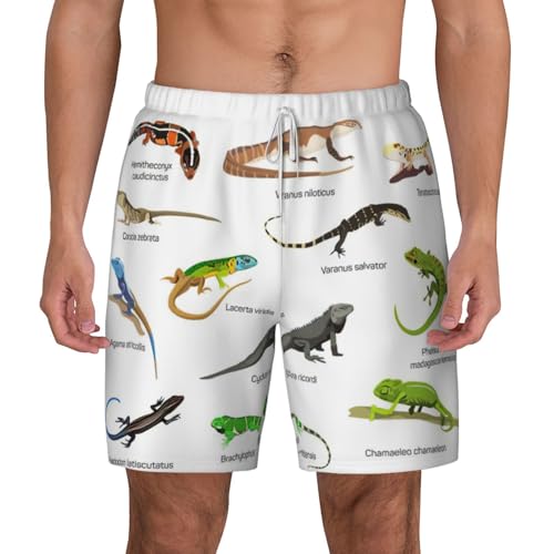 Short de bain séchage rapide pour homme à motif lézard idéal pour le surf