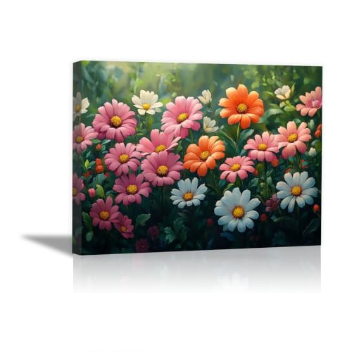 Impression sur marguerites orange corail pour sublimer la déco de votre cuisine 70x100cm