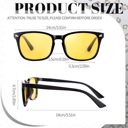 Image of Polarized Sunglasses for Women Men Night Vision Glasses Anti Glare | Yellow Anti Glare UV400 Lens, Lightweight Square Frame, for Day Night Use, Driving, Fishing, Cycling, Traveling
