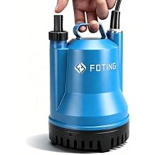 FOTING Sump Pump, 1/4HP 1676GPH Portable Submersible Water Pump for Clean&Dirty Water Removal, Thermoplastic Electric Utility Pump with 10FT Cord for Pool Draining Hot Tub Garden Basement, Blue