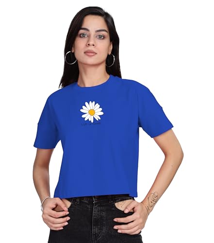Image of SHODOX Women's 100% Cotton Regular Fit Printed Half Sleeve T Shirt Casual Summer Wear Soft Breathable Top Daily Comfort Style