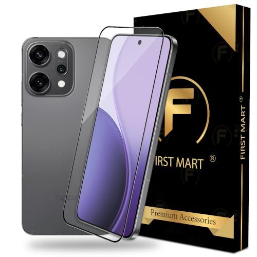 Image of FIRST MART Tempered Glass for Oppo Reno 14 Pro, 9H Full-Glue Screen Protector, 3D Edge-to-Edge, HD Clear, Oleophobic, Case-Friendly, Black, Pack of 1