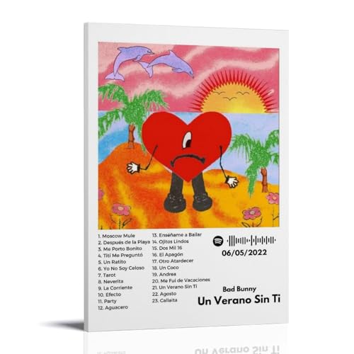 BFQMBKJUQ Póster decorativo de Bad Bunny Un Verano Sin Ti, a prueba de humedad, resistente a la decoloración, resistente al agua, para decoración del hogar, tienda, 20 x 30 cm, estilo marco
