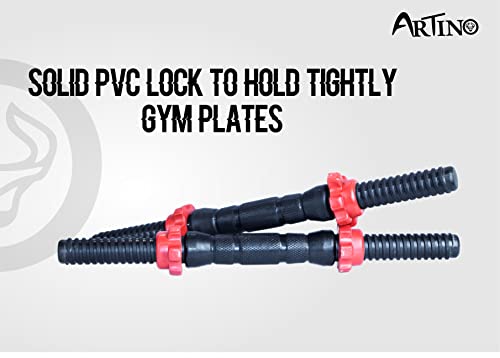 Image of ARTINO Dumbbell, Adjustable Dumbbell (14 kg - 2.5kg x 4 & 1kg x 4), of Adjustable Dumbbell Rods with PVC Dumbbell Plates and Ball Bearing Skipping Rope Home Gym Combo, Exercise & Fitness Sets