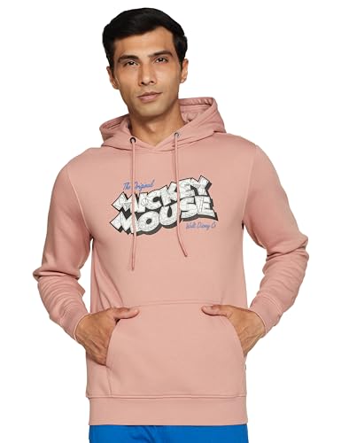 Amazon Brand - Symbol Men's Cotton Blend Neck Hooded Regular Sweatshirt (SYM-A23-SW-7-D_Dusty Pink, 2XL