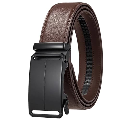 Men 3.5Cm Width Genuine Leather Belt Solid Automatic Buckle Mens Dress Suit Belts Style 2 120cm