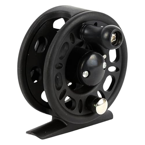 Vaveren Fly Fishing Reel Smooth Braking System Ice Fishing Tool Labor Saving with Quick Release Button Single Way Bearing Lightweight, 50mm Diameter