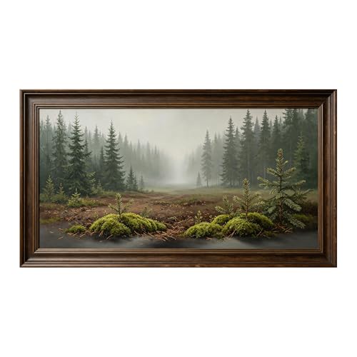 Décoration murale encadrée 3D forêt brumeuse 50x101 cm